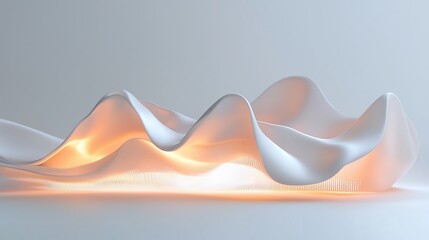 Abstract artificial intelligence concept, glowing data wave, clean space, natural sunlight reflection, futuristic minimal design, 8K quality, isolated on white