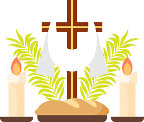 Religious Illustration of Cross and Candles