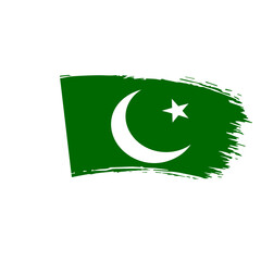 Brushstroke Pakistan Flag, Independence, Unity, Islamic Republic Symbolism