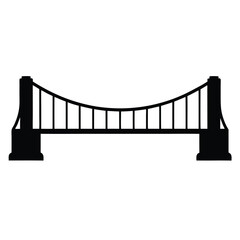 Simple Black Silhouette Illustration of a Suspension Bridge with Towers and Cables