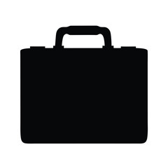 Black Silhouette of a Classic Briefcase Business Bag for Travel and Work