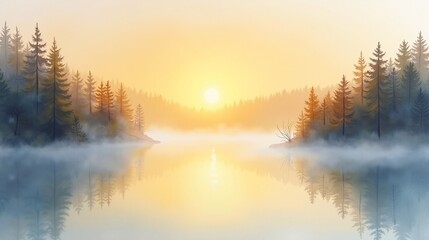 Golden Horizons: Morning Light Over the Lake