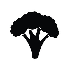 A Simple Black Silhouette Icon of a Head of Broccoli Vegetable