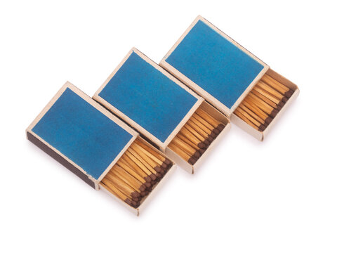 Group of matchboxes isolated