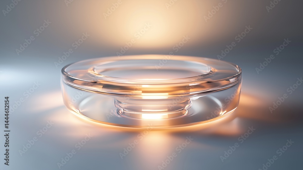 Poster clean abstract ai visualization, circular energy structure with glowing core, soft sunbeam entering 