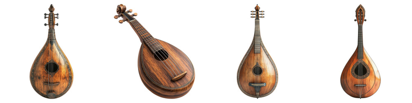 Crafted 3D Collection of Rebab, bowed string instrument, Traditional Musical Instruments Concept, with a simple frame, Transparent PNG background, commercial use