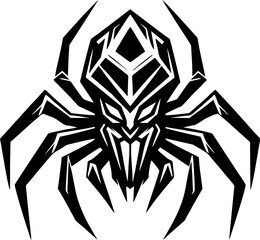 Fierce Spider Logo for Halloween – Black and White Vector Illustration