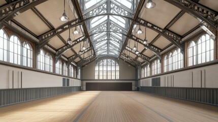 High ceiling venue with sound dispersion simulation