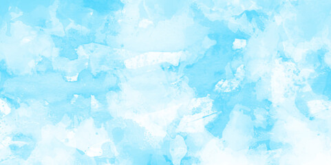 Blue watercolor painted mottled blue background with vintage marbled textured. Blue texture for design and decoration, Abstract cloudy, beautiful natural blue watercolor background.