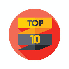 Top 10 banner graphic design icon logo sign symbol social media website coupon. Best in the ranking. Trending tag for web, video, promo, pictures. Counting concept.