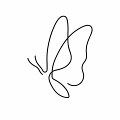 Vector isolated tiny one line butterfly drawing template. Simple minimal butterfly line tattoo icon...