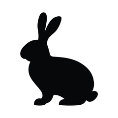 Simple Black Silhouette of a Sitting Rabbit Hare Bunny