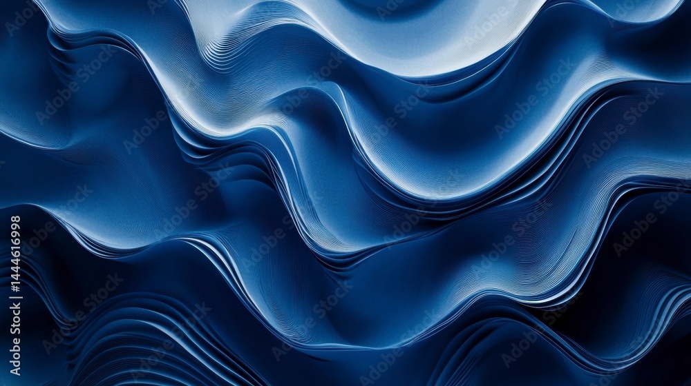 Poster Abstract blue wavy background with light and shadow effects, creating a dynamic and flowing design.