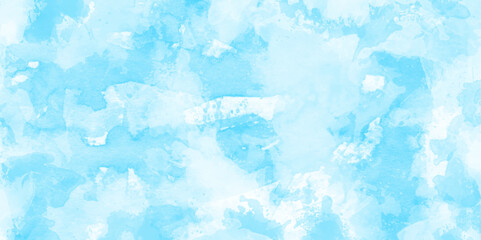 ocean blue background with stained and watercolor splashes, Blue painted watercolor background with watercolor stains, blue marble painting on blue paper texture.