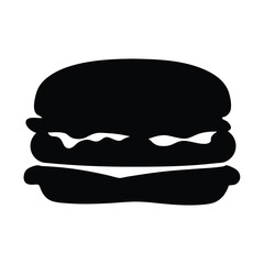 Delicious Hamburger Icon Black Silhouette Graphic Illustration