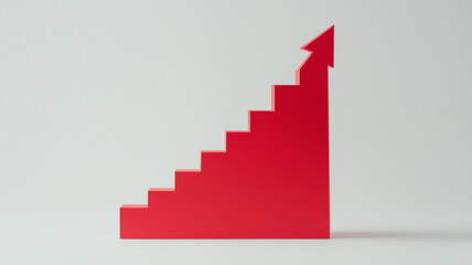 Fototapeta premium A Red Upward Arrow Graph on White Background Showing a Rising Trend in Stock Photography (5)