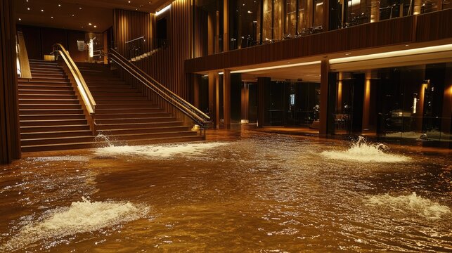 Wet hotel stairs protected with anti-slip stair nosing