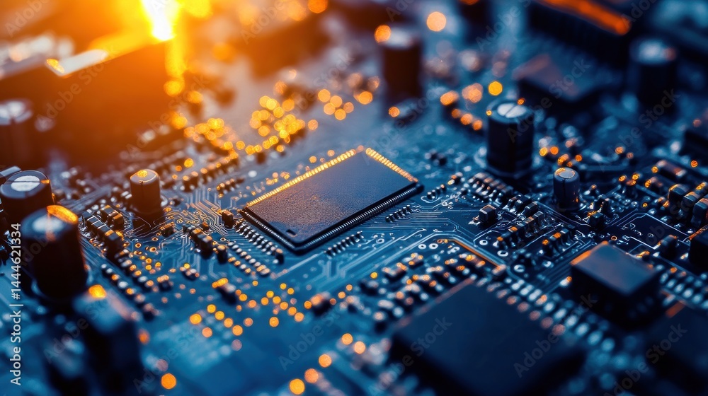 Leinwandbilder close-up circuit board with microprocessor