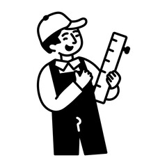 A hand drawn style icon of an architect 
