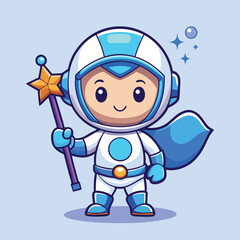 Vector Cute astronaut Baby holding a stick cartoon