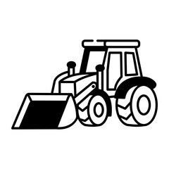 A hand drawn style icon of a bulldozer 
