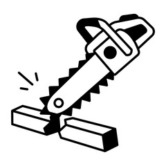 A hand drawn icon of a manual saw 
