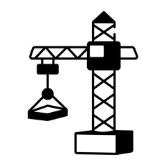 A doodle style icon of a crane tower 
