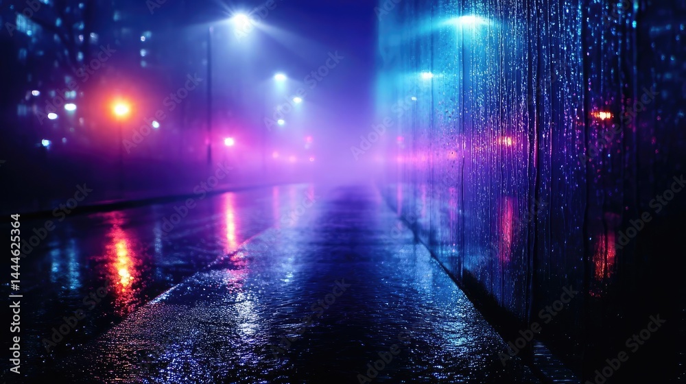Poster raindrop on a window featuring sad city mood and water texture concept. a misty night scene with col