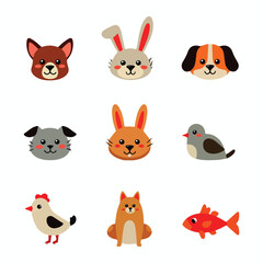 set of  pet animals