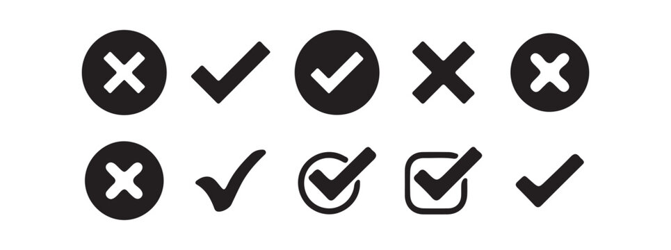 Check mark icon vector .symbol, sign, yes, right. check box icon with correct with different line width. approved symbol. Vector Illustration