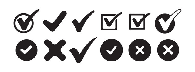 Check mark icon vector .symbol, sign, yes, right. check box icon with correct with different line width. approved symbol. Vector Illustration
