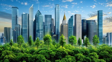 Obraz premium Ecobot action in neonlit city park nurturing nature gigapixel standard urban environment futuristic view