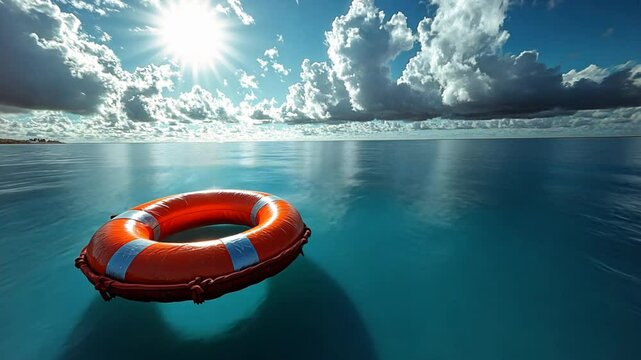 life buoy floating on the lake