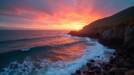 Fototapeta premium Horizon's Blaze: The Sunset's Finale
