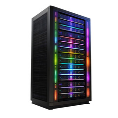 server rack with servers isolated on transparent white background, clipping path