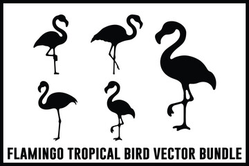 Obraz premium Tropical Flamingo Silhouette Bundle 