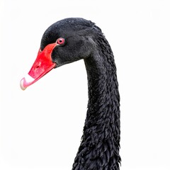 Obraz premium Elegant Black Swan Portrait with Vibrant Red Bill