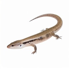 Smooth and Slender Lizard on White Background