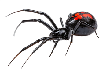 Black Widow Spider Close-Up – High-Contrast Side View with Red Hourglass Marking