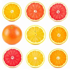 Fresh Citrus Fruits Display in Colorful Arrangement