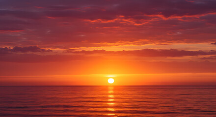 Obraz premium Stunning Sunset Ocean Landscape: Golden Hour Seascape Photography on transparent background