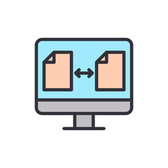 Data exchange colored icons, minimalist vector illustration ,simple transparent graphic element .Isolated on white background