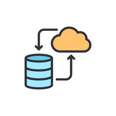 Data exchange colored icons, minimalist vector illustration ,simple transparent graphic element .Isolated on white background
