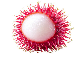 rambutan fruit half isolated on white background