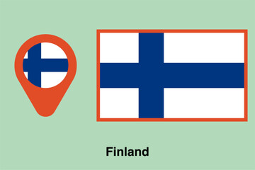 Obraz premium Finland location and flag icon isolated on transparent background