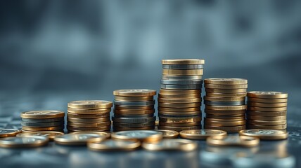 A stack of coins arranged to resemble a growing graph