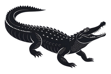 Fototapeta premium Minimalist Black Crocodile Silhouette – Fierce and Modern Graphic Design