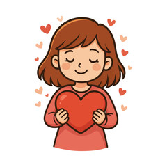 little girl with heart