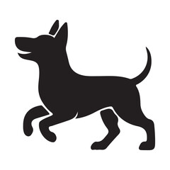 Black dog silhouette vector illustration with feline and pet-themed design elements