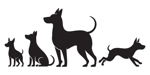 dog set silhouette vector with wild and domestic animal design elements